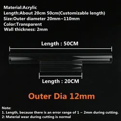High Transparent Acrylic Tube for Aquarium or Garden Irrigation (O.D 12mm)