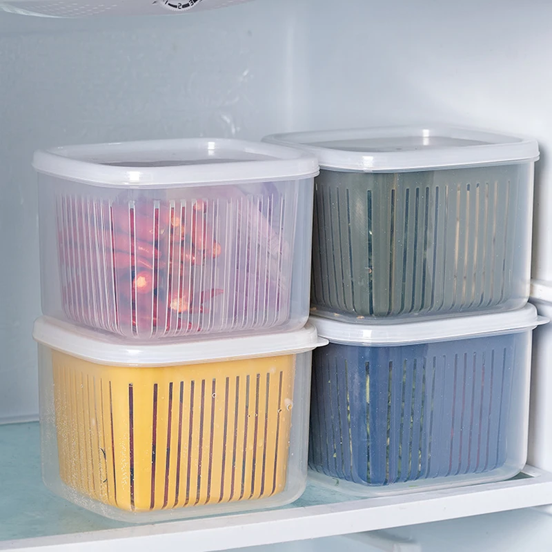 

Refrigerator Fresh-keeping Box Household Kitchen Scallion Separation Box Food Material Sealed Freezing Box Drain Storage Box