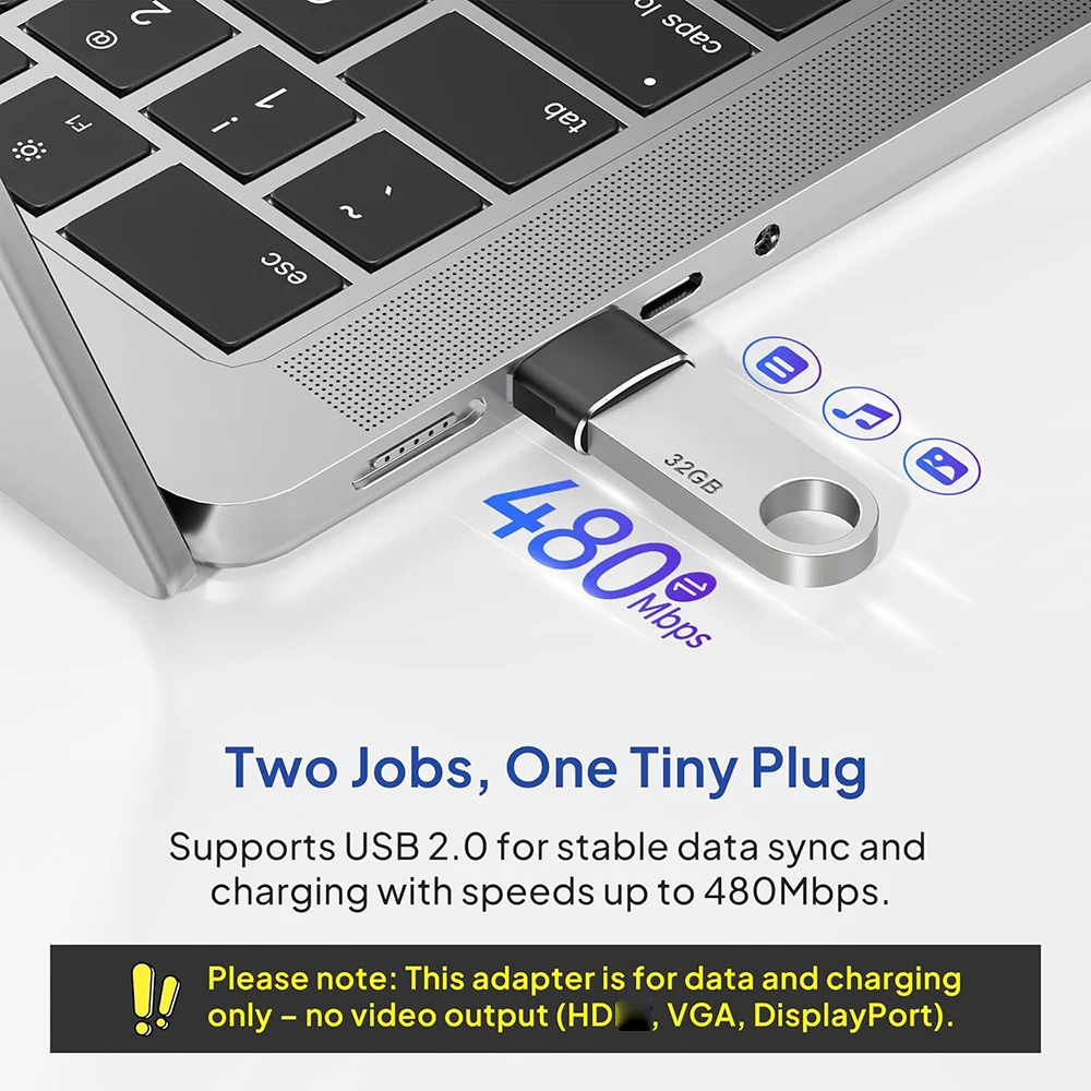 5팩 USB 2.0 to Type C 어댑터 USB C 암-USB A 수 충전 컨버터 OTG 어댑터 (아이폰, 아이패드, 삼성 호환)