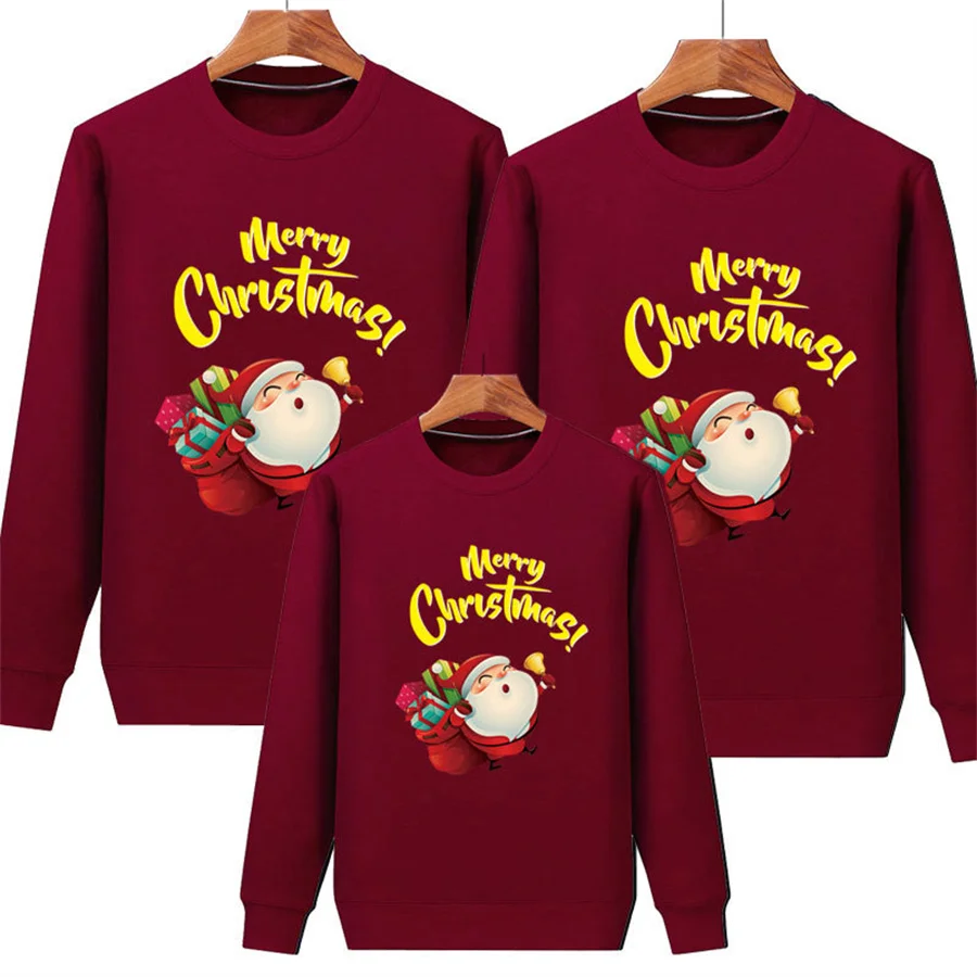 thumbnail image 1 of Sudadera con capucha familiar, conjuntos navideños a juego, ropa cálida para niños, sudadera y suéter de terciopelo, regalo de Papá Noel para adultos y niños, 1 of 5