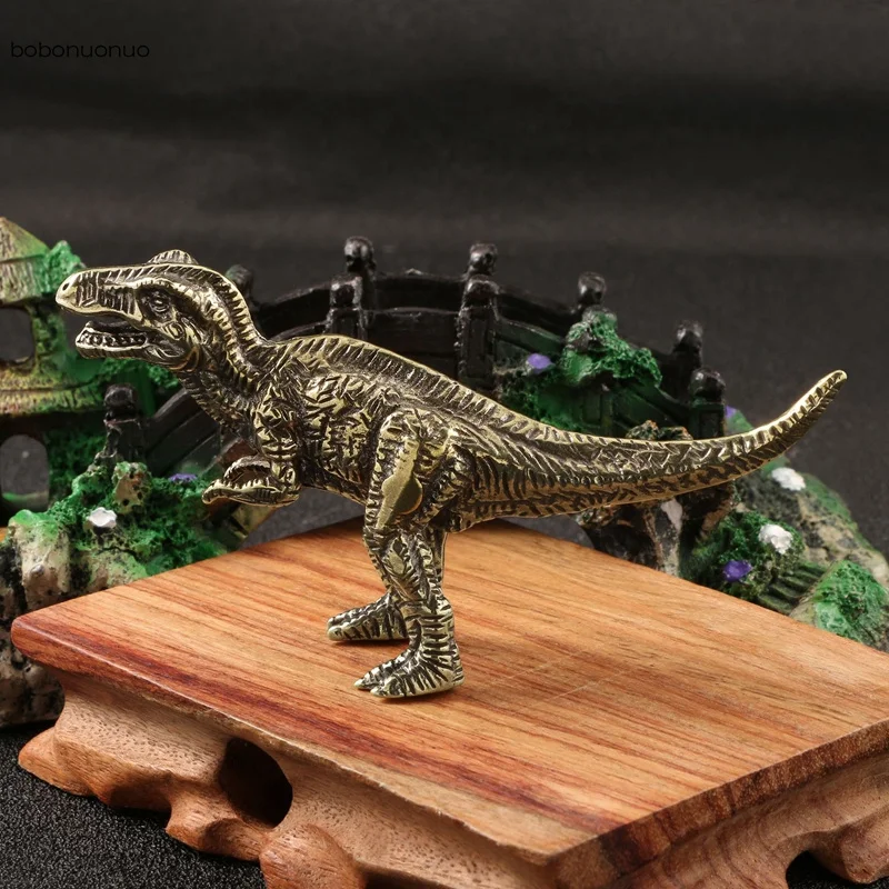 アンティーク真鍮ディロフサウルス恐竜の像、机のおもちゃの装飾品