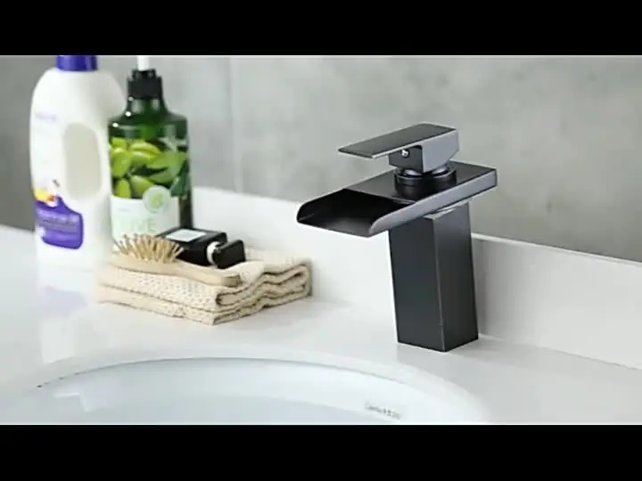 Rubinetto Lavabo A Cascata Con Luce LED Che Cambia Colore, Miscelatore Monocomando, Oro E Bianco - copertina