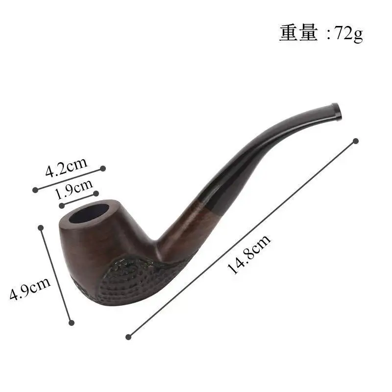 Smoking Pipe Kit Smoking Pipe Holder 1Pc Ebony Smoking Pipe 9mm Filter Bent Tobacco Pipe Gold Ring Wood with Smoke Accessory Ru