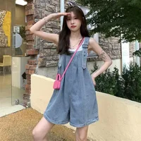 New Harem Jumpsuit Spaghetti Camis Pockets Denim Summer Shorts Loose Wide Leg Overall Jumpsuit Playsuits Pocket Bodysuits Women - Image 5