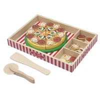 Children puzzle hands-on pizza simulation toys wooden Building Block
mushroom pizza chechelle Pretend Early Education toys gift 1