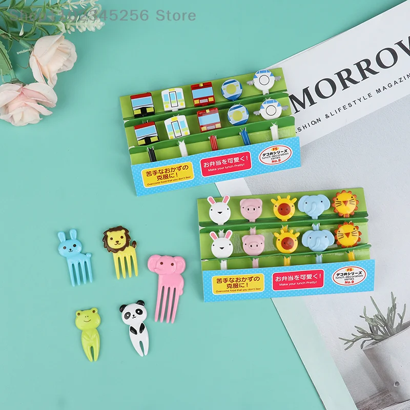 

10PCS/Box Cute Animal Fruit Forks Stick Party Tableware Bento Vegetable Children Toothpicks Kids Food Picks Lunch Box Accessory