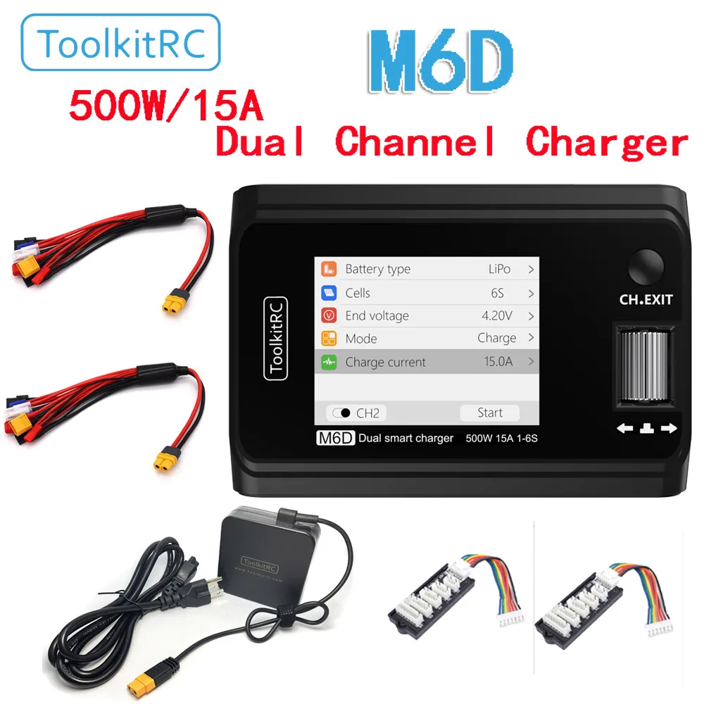 Original ToolkitRC M6D 500W 15A DC Dual Channel MINI Smart Charger