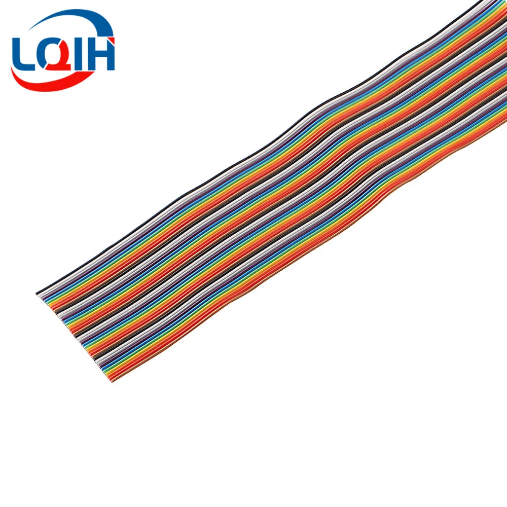 1/3/5Meter 6/8/10/16/18/20/26/34/40P 1.27mm Pitch Flat Ribbon Cable Rainbow DuPont Wire IDC 2.54mm FC Connector