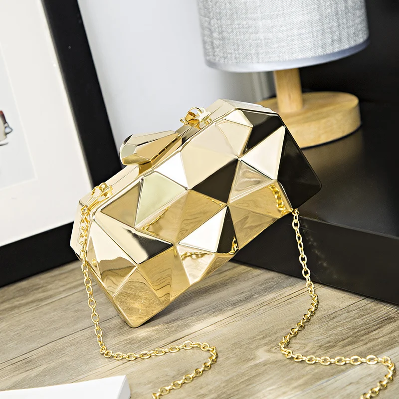 Crossbody Handbags Bag Shoulder For Women Gold Acrylic Box Evening Female Clutch Chain Party Purses Banquet Wedding Dating Y2k