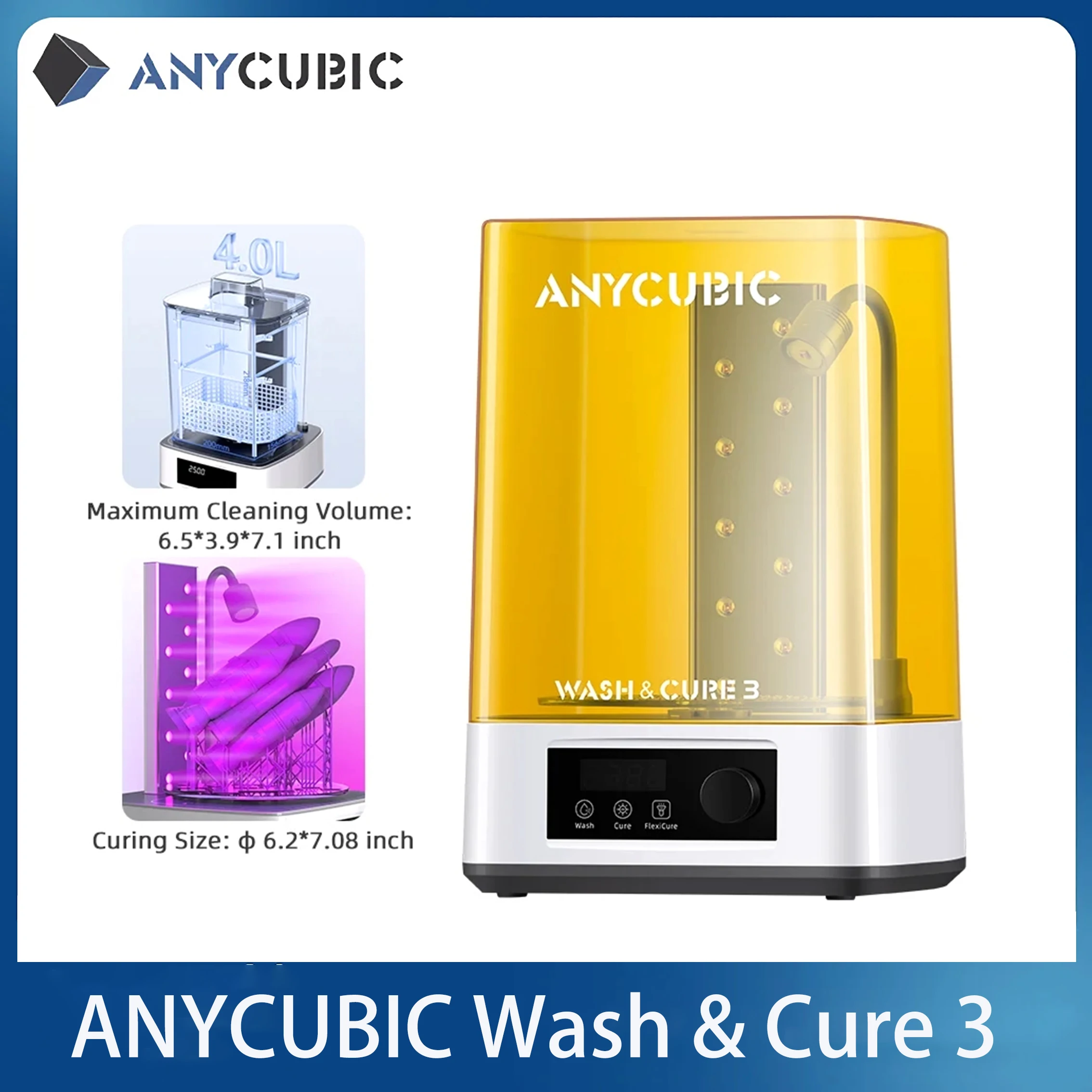

ANYCUBIC Wash & Cure 3.0 Upgraded Volume 2 in 1 Wash and Cure Station for Mars Anycubic Photon Mono 4K 2 LCD SLA DLP 3D Printer