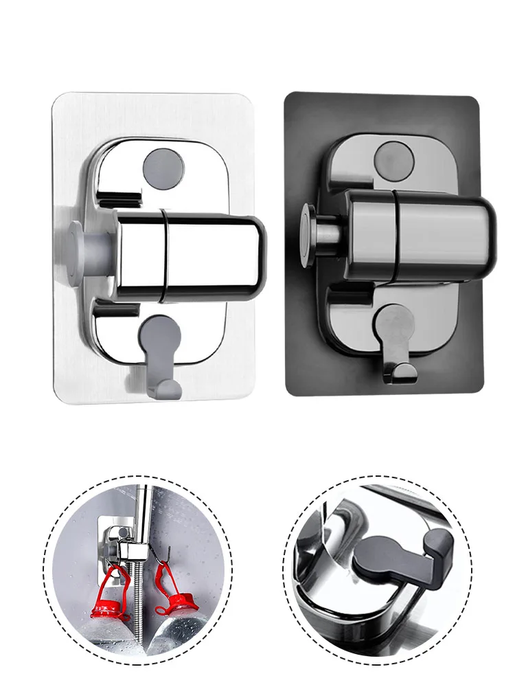 Description Picture 6 of itemNo-Punch Wallhanging Adjustable Shower Head Holder With Hook° Rotation Home Bathroom Accessories