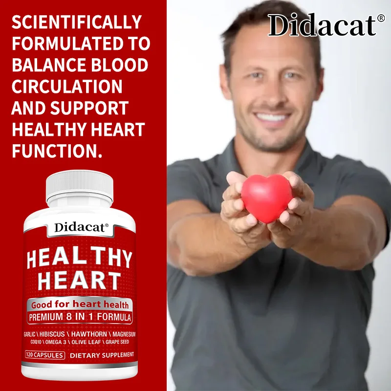 Healthy Heart-with COQ 10 Garlic, Magnesium, Hawthorn-Blood Flow and Heart Health Supplement