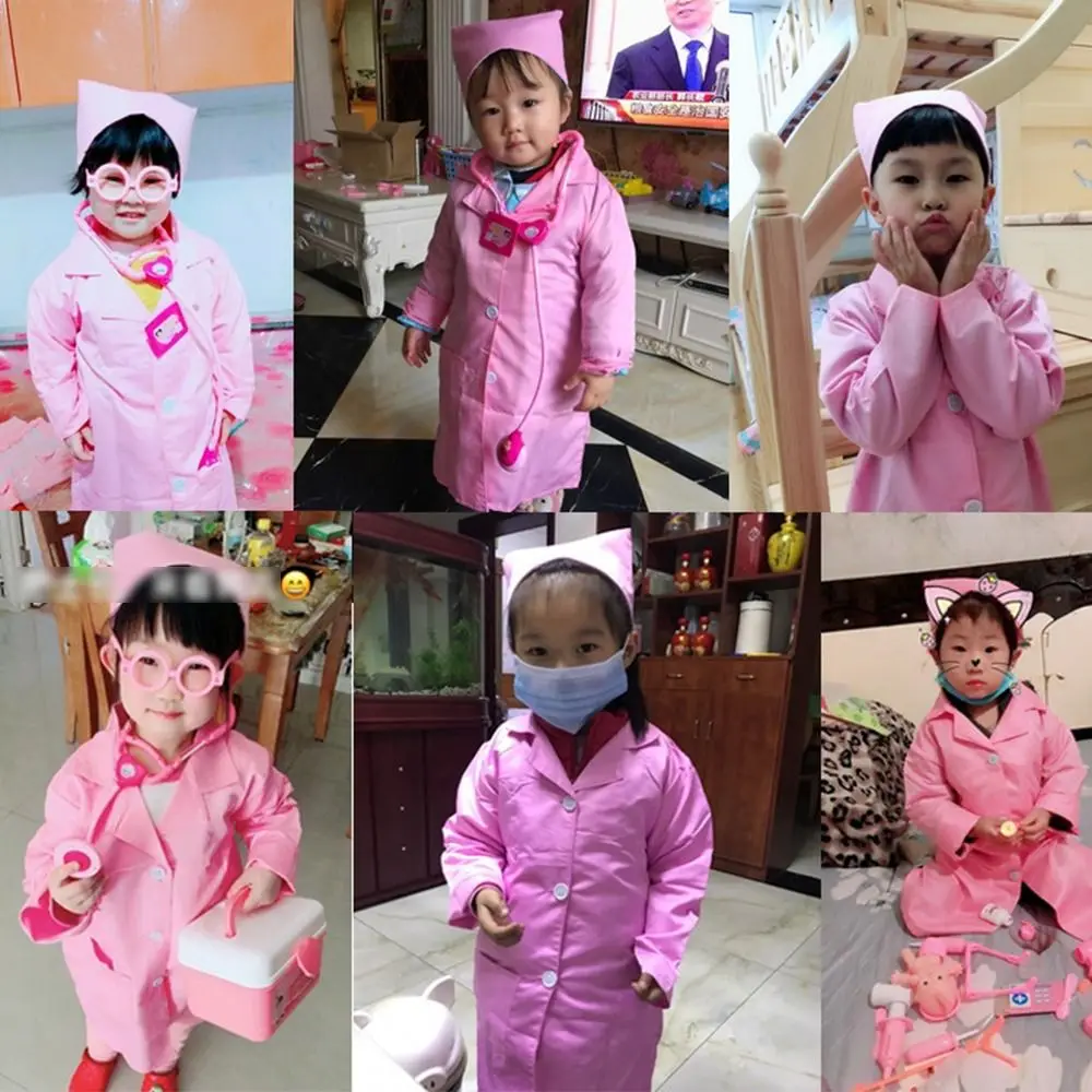 1 Set White Pink Toy Clothes Performance Costume Playing House Nurse Clothes Role Play Professional Play