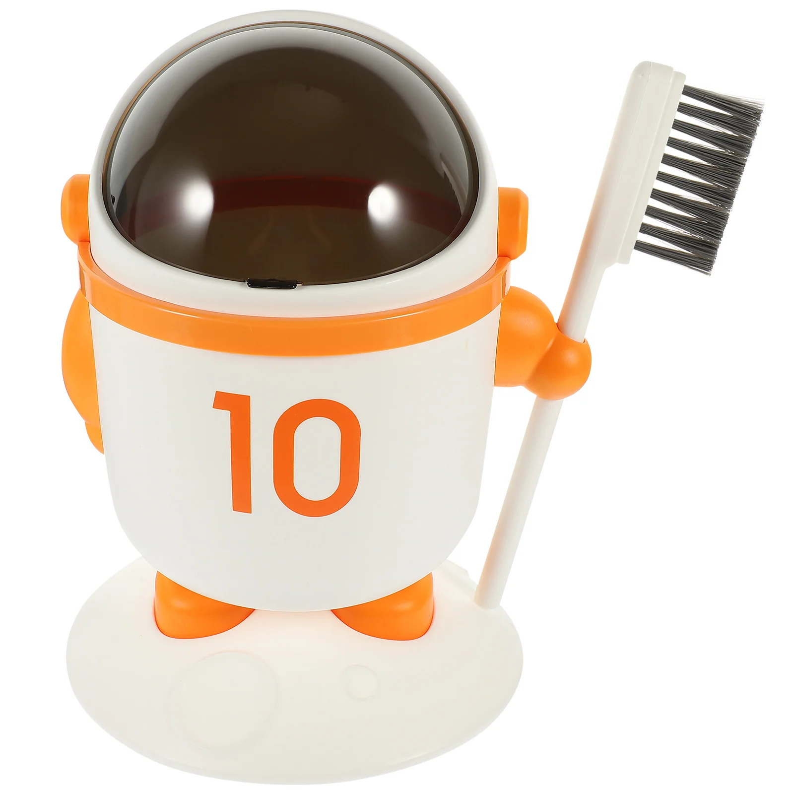 

1 Set of Cute Astronaut Trash Bin Desktop Trash Container Cartoon Garbage Can with Brush Small Trash Bin