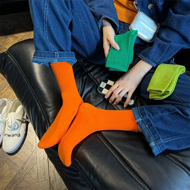 Vibrant Cotton Soft Socks - Women's Mid-Tube Fashion Hosiery in Bold Colors