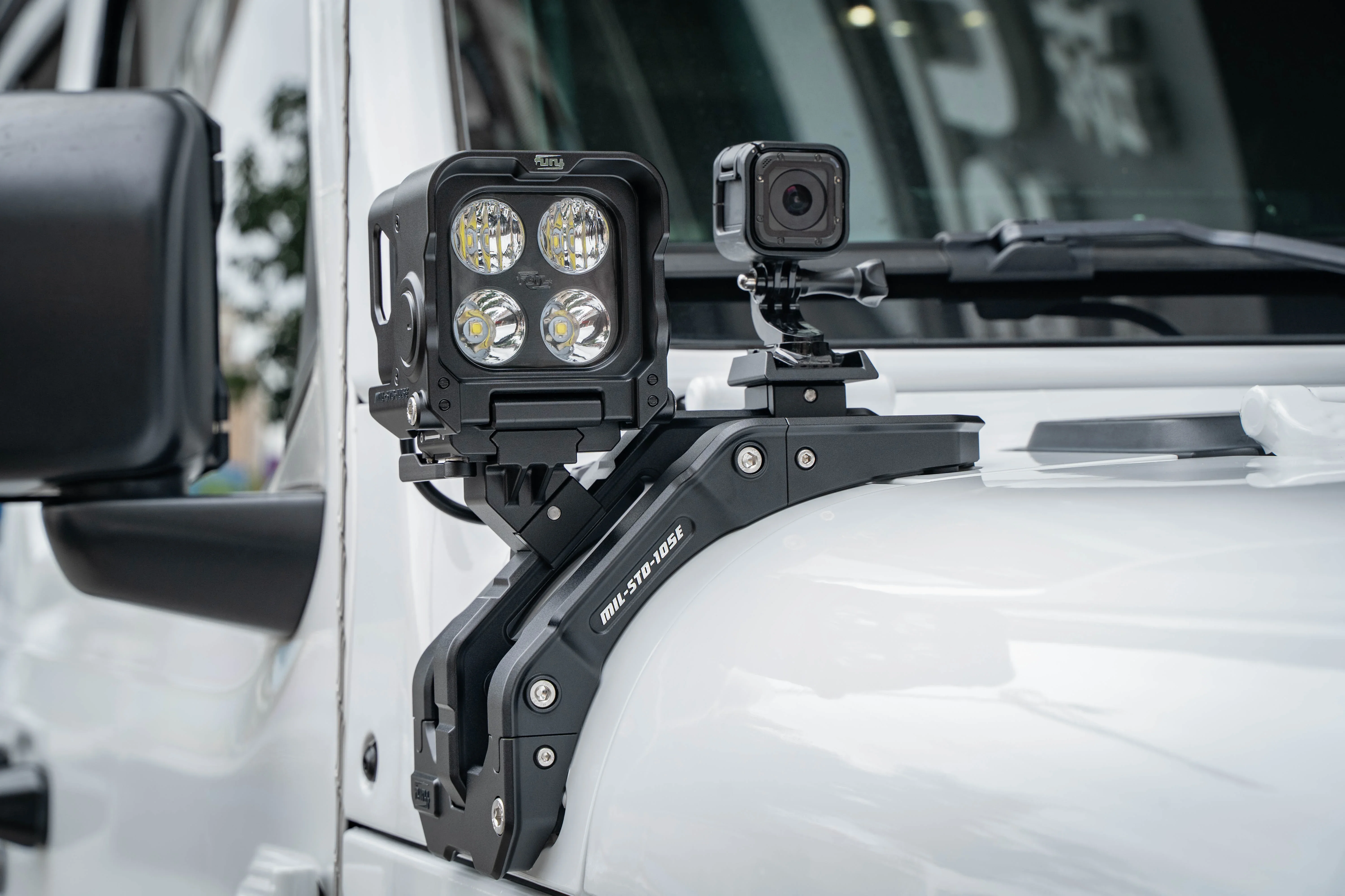 Fury + Aluminium & Carbon Fiber A-stijl Beugel Handvat Ge&iuml;ntegreerde Verlichting Systeem Voor Jeep Wrangler Jl