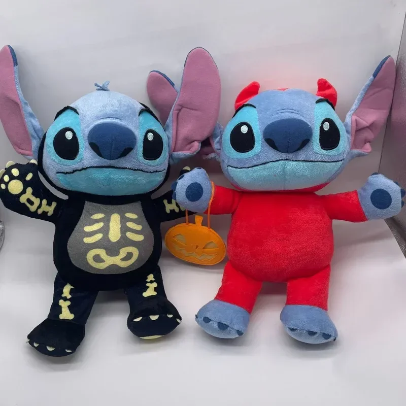35Cm Cartoon Short Plush Doll Lilo And Stitch Skull Monster Black And Red Stitch Crystal Super Soft Peluche Cartoon Boy Regali Carini