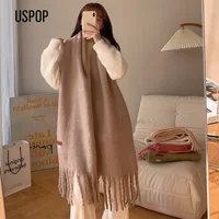 USPOP New Women Scarf  Winter Long Large Tassel Scarves Soft Solid Color Wrap Pashmina