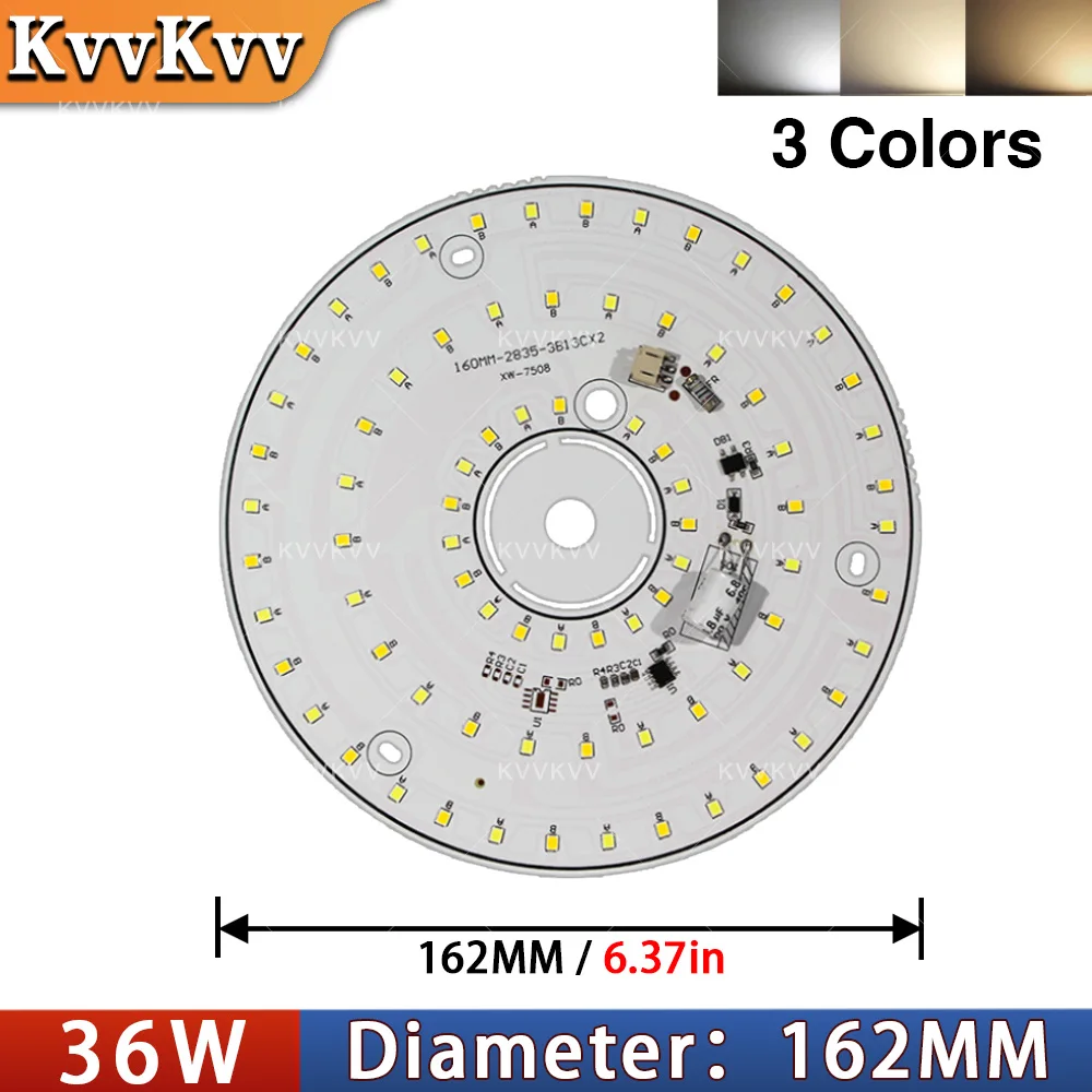 KVVKVV AC220V 240V LED 램프 플레이트 5W 6W 12W 15W DOB 2835 SMD 모듈 광원 패널 화이트/웜 화이트 드라이버 불필요 칩