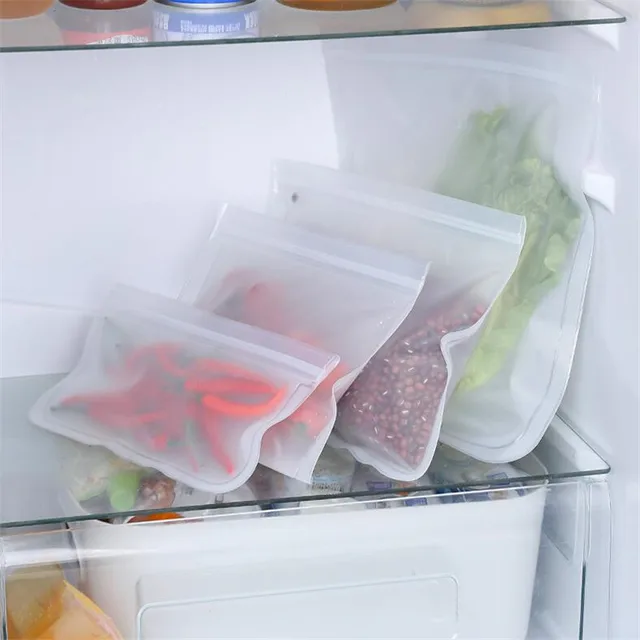 1Pc Újrafelhasználható Szilikon Élelmiszer -Tároló Táska Álljon Fel Cipzáras Szivárgásálló Tartályok Friss Ételtároló - Image 2