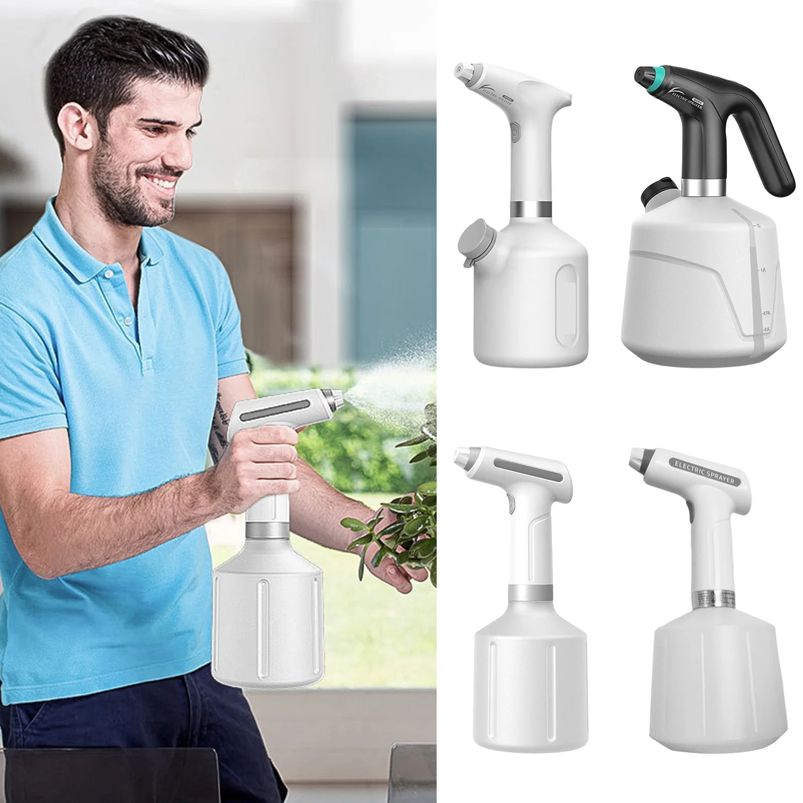 Electric Automatic Sprinkling Sprayers USB Charging Home Sanitizing Sprayer Adjustable Nozzle 1/1.5/2L Gardening Tools