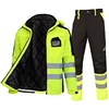 Safety Jacket and Pants Set for Winter Hi Vis Workwear Trousers + Jacket Suit High Visibility Reflective Work Clothing Warm 2