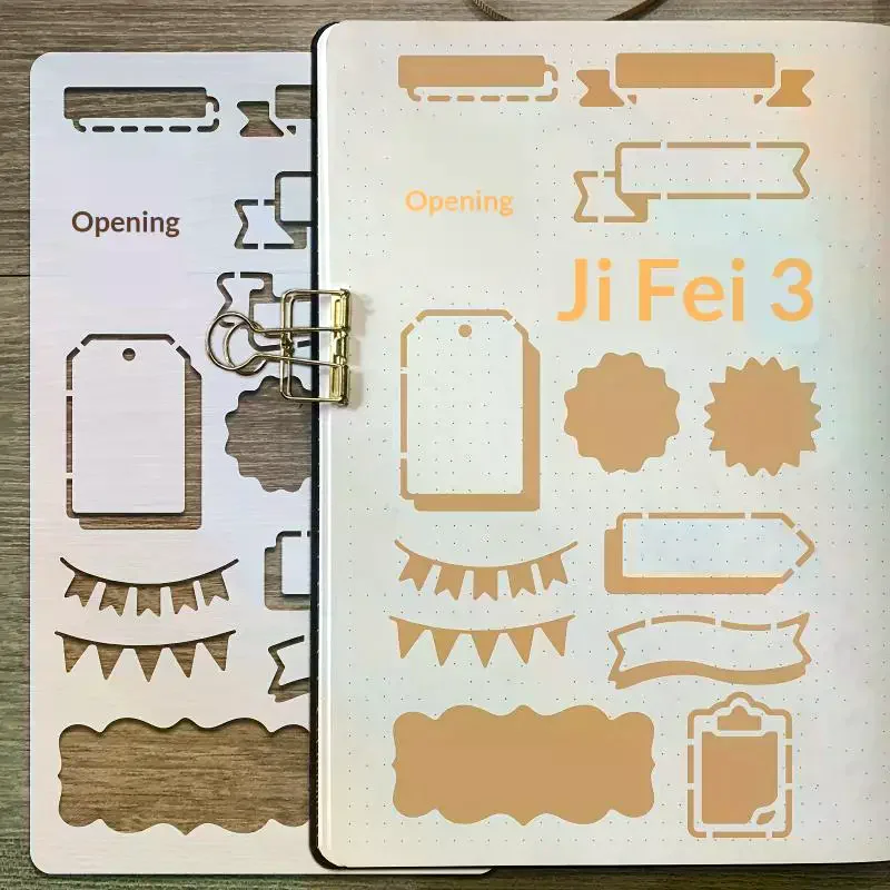15Pcs 일기 그리기 템플릿 재사용 가능한 총알 스텐실 그림 그리기 DIY 스크랩북 일기 스크랩북 저널 문구 선물