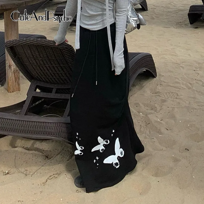 

Юбка в пол с принтом бабочек, средней посадки