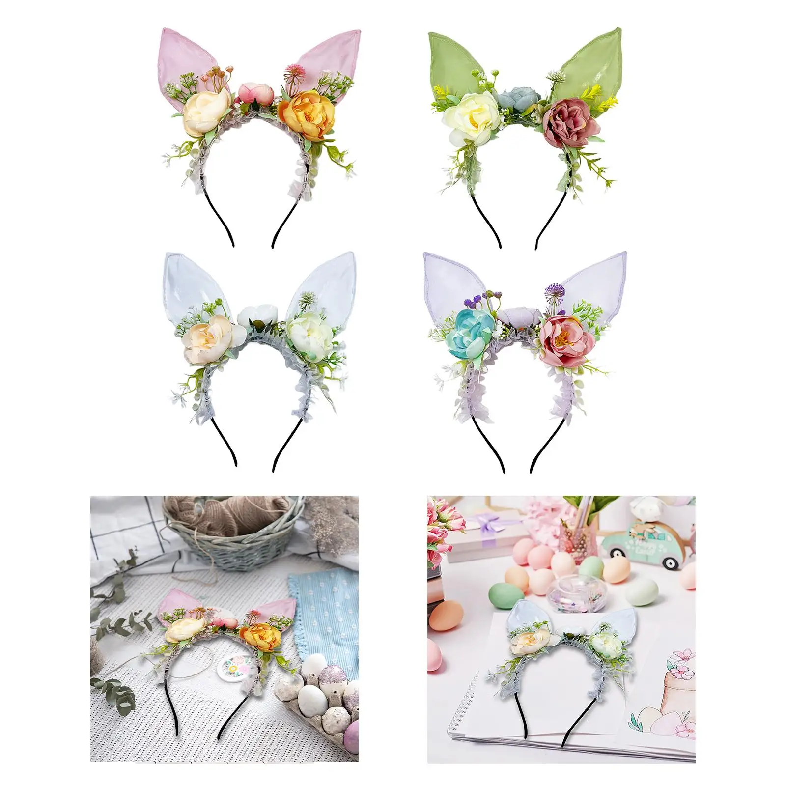 Easter Bunny Ears Headband Dress up Lovely Hair Accessories for Carnival Halloween Christmas Cosplay Easter Party Decoration