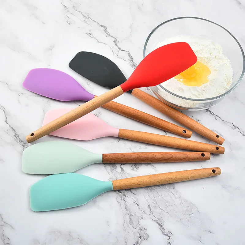 

Wooden Handle Silicone Cream Spatula Heat-Resistant Pastry Blenders Non-stick Batter Flour Baking Scraper Soft Butter Cake Mixer