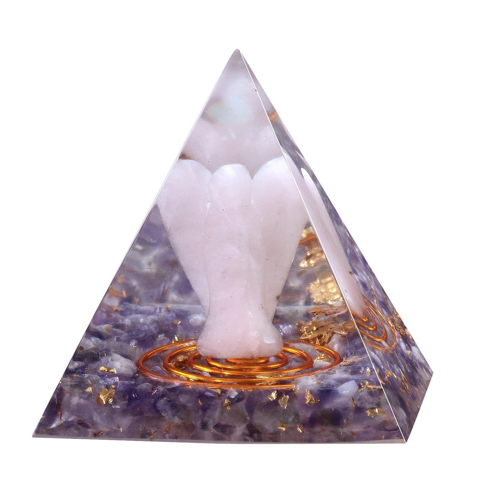 Guardian Angel Orgone Pyramid With Natural Crystal Tumbled Stones Orgonite Generator For Protection Healing Home Decor 2022 new digital television antenna 4k 3600 miles wall mounted 360 degree thunder protection aerial with signal amplifier