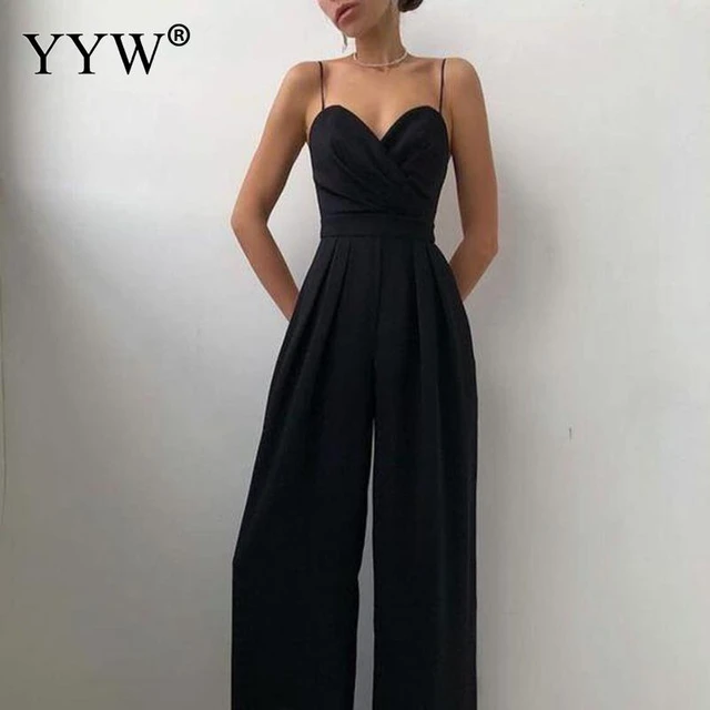 Autumn Long Rompers Women Jumpsuit Elegant Strapless Summer Sleeveless Wide  Leg Club Party Outfits Lady 2022