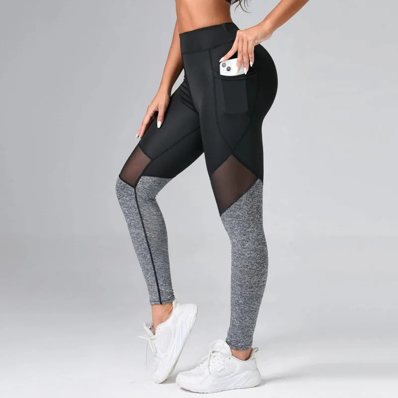 Seamless Sexy Mesh Spliced Leggings Women with Pocket Leggings High Waist Push Up Butt Gym Trainning Fashion Slim Yoga Tights Best Sellers In Women's Clothing