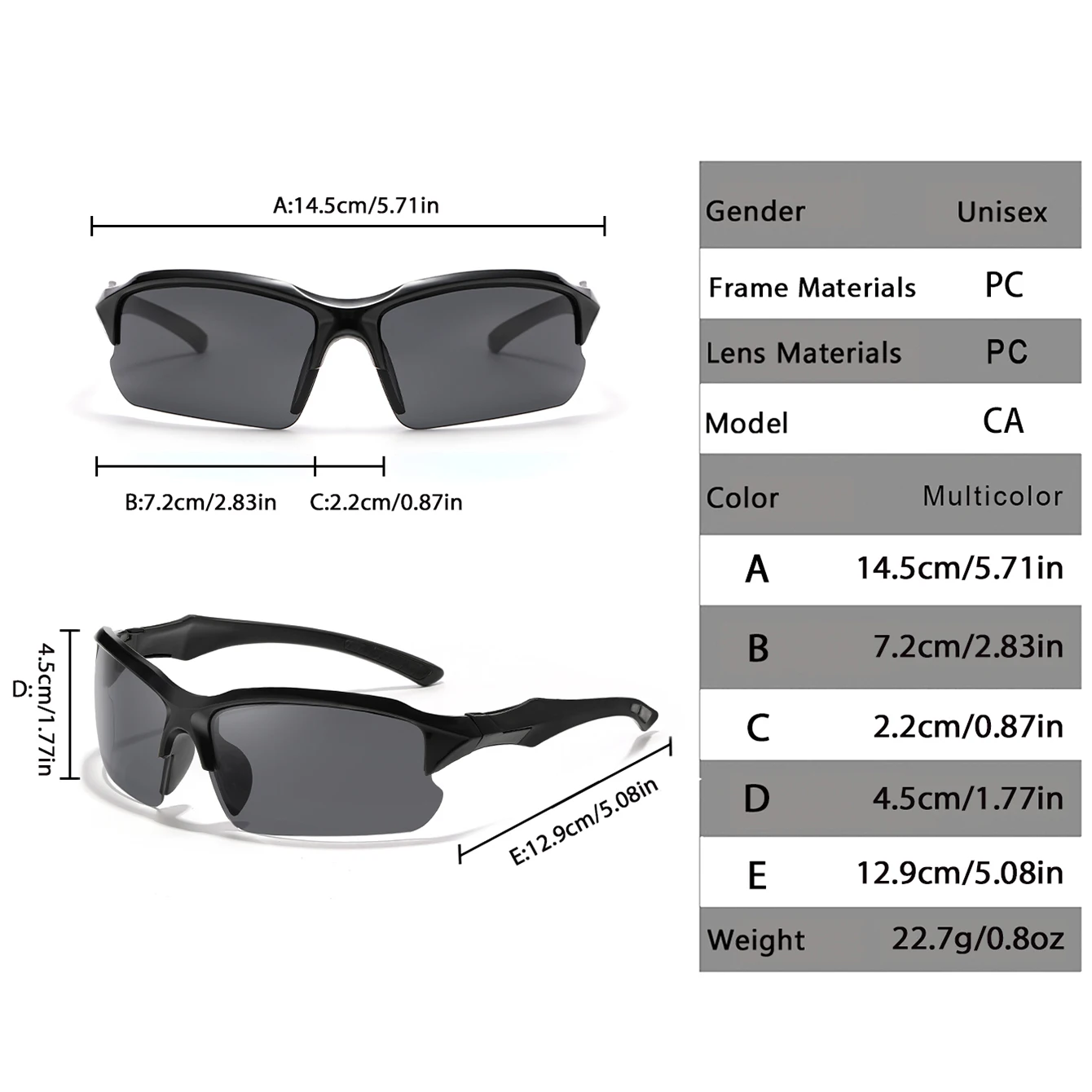 Unisex Semi-Rimmed Sunglasses Outdoor Sports Design Eyewear