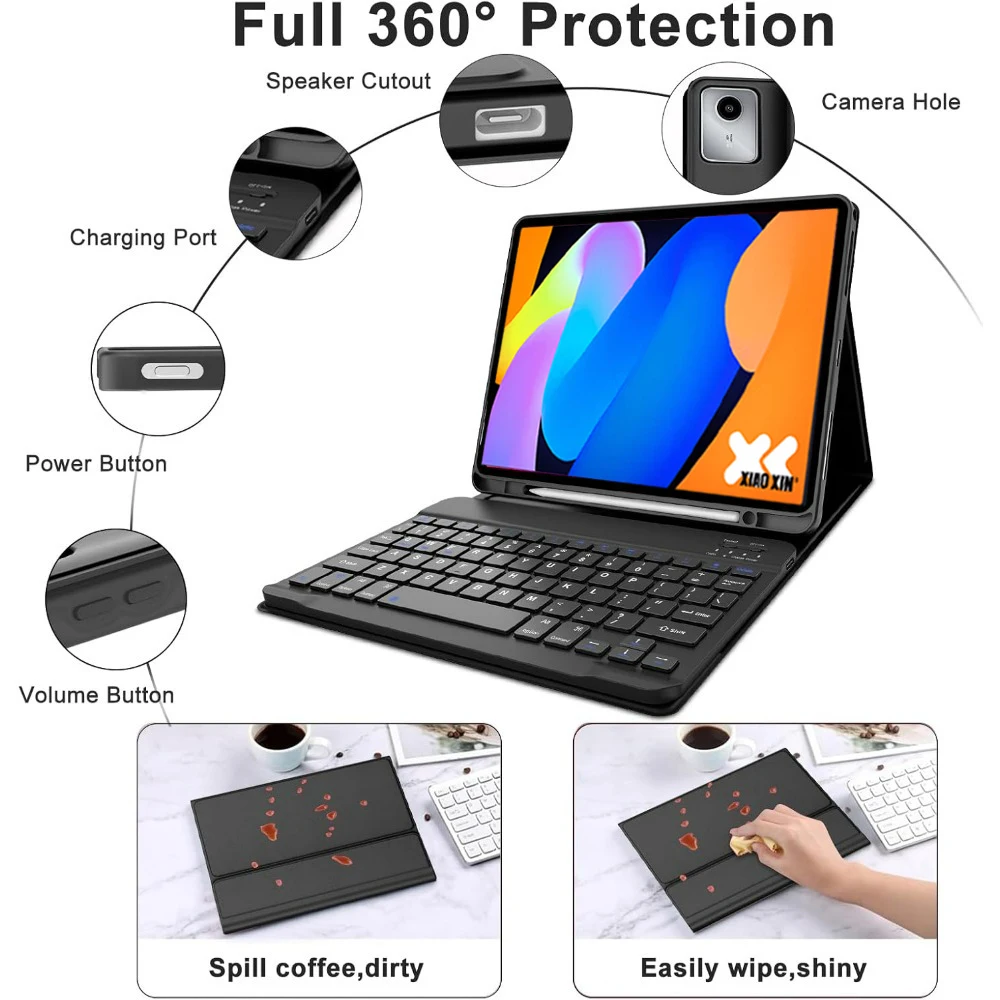 Lenovo 11 Tablet Case with Detachable Keyboard and Pen Slot