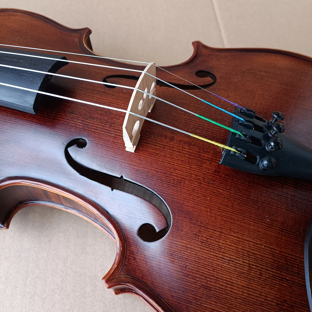 Natural Tiger Pattern Maple Handmade Violin 4/4 Size Ebony Fingerboard coffee Violin beginner professional Musical Instruments