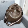 2024 Rivet Large Capacity Women Backpack Full Top Genuine Real Cow Leather Female Shoulder Bag High Quality  Ladies's Schoolbag 4