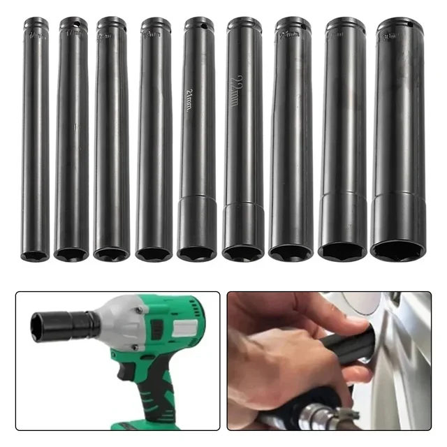 1pc 200mm Long Wrench Socket 1/2" Drive Deep Wrench Socket Adapter Spanner Converter Reducer Electric Hex Wrench Deep Sockets