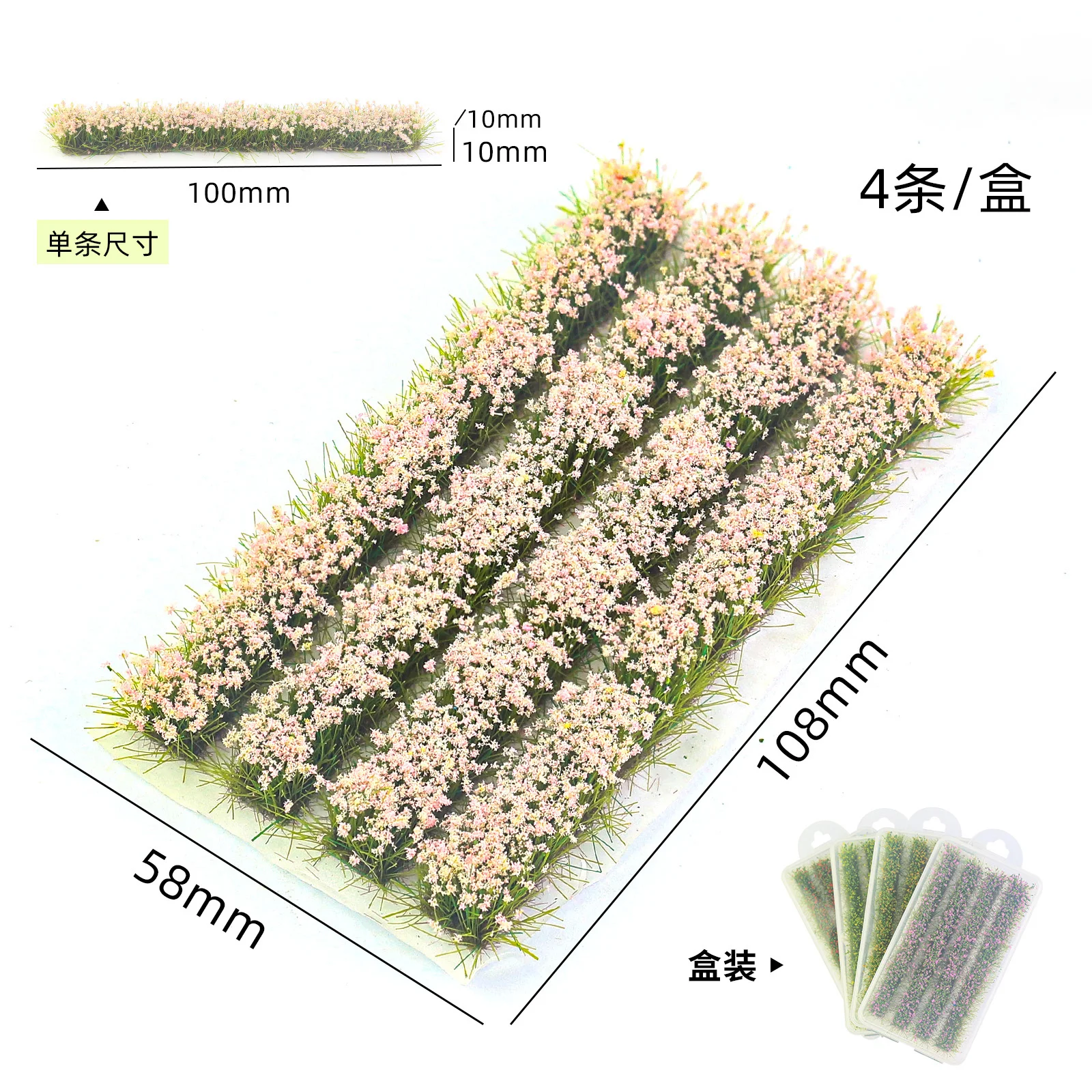 10 Farben Miniatur-Gras- und Blumen-Modellbausätze für Mikro-Eisenbahn-Landschaftsszenen, Diorama-Zubehör, 4 Stück/Box – Detail 6