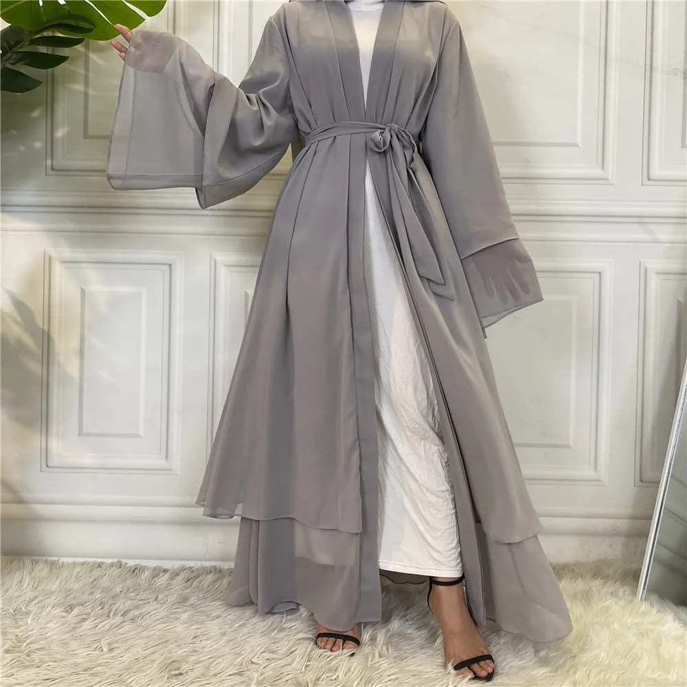 

Women Muslim Chiffon Kimono Maxi Dress Dubai Turey Open Abaya Islamic Jalabiya Cardigan Arab Robe Ramadan Eid Kaftan Caftan Gown