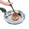 Camping Frying Pan Nonstick Detachable Handle Frying Pan Stainless Steel Flat Bottom Pan Portable Wok Cookware Camping Accessory 5