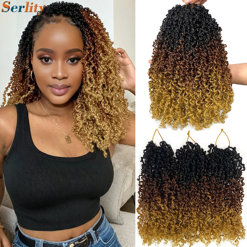 8 12 Inch Yanky Twists Crochet Hair Ginger Brown Pre-looped Micro Spring Twist Crochet Hair Synthetic Passion Twist Crochet Hair 3