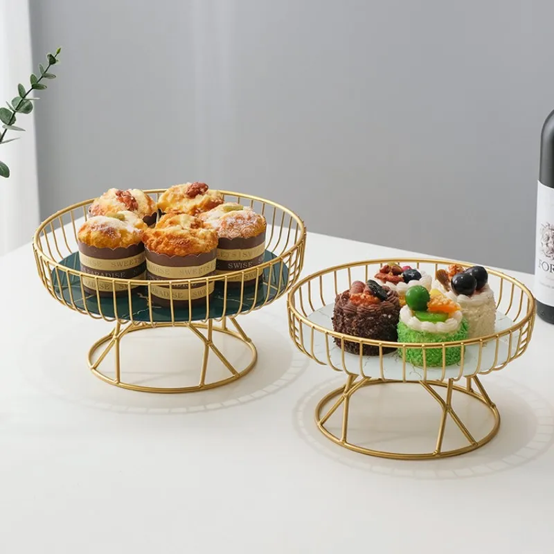Light Luxury Ceramic Fruit Tray with Metal Holder - Fruit Storage Basket and Dessert Tray - Image 3
