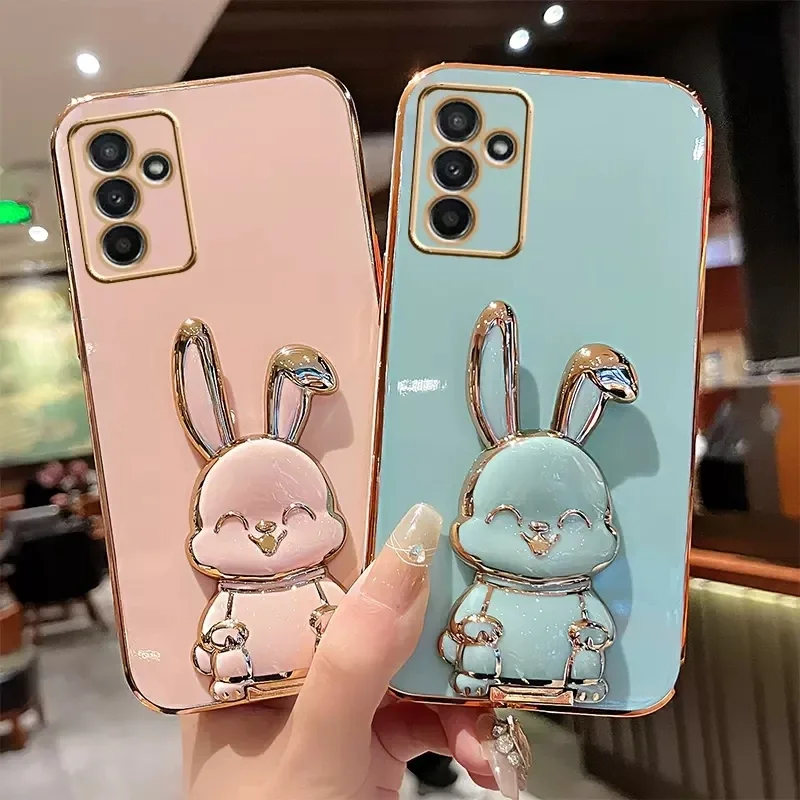 Cute Rabbit Bracket Plating Phone Holder Case for Samsung