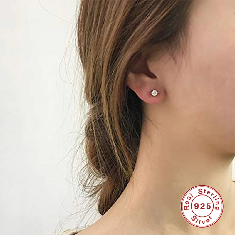 CANNER Stud Earrings Set 3PCS 925 Sterling Silver Diamond CZ Minimalist Dazzling Fashion Mini Earrings Fine Jewelry silver stud earrings silver earrings womens earrings