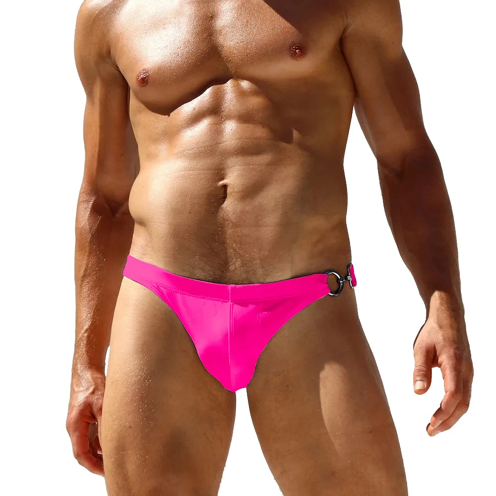 

WK177 bright color sexy low waist men swimwear new summer beach men swim briefs bikinis pool hot men swimsuits bathing suits