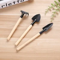 3 Pcs/set Mini Spade Shovel Harrow Flowerpot Tool Potted Plants Maintenance Wooden Handle Rake Plant Soil Shovels Gardening Tool 2