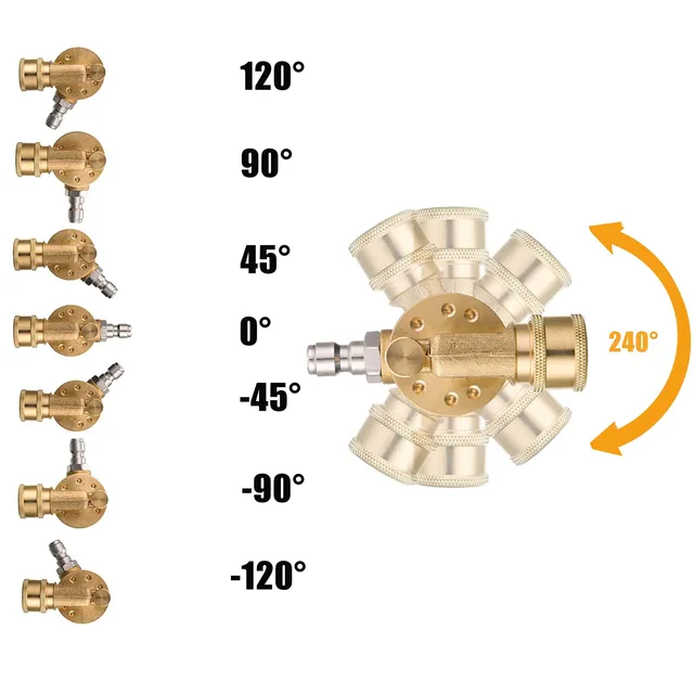 4500Psi 1/4 ″ Gyors Összekötő Forgócsatlakozó 5/7Angles Nyomásfúvó -Tartó Tartó Tisztítószer - Image 3