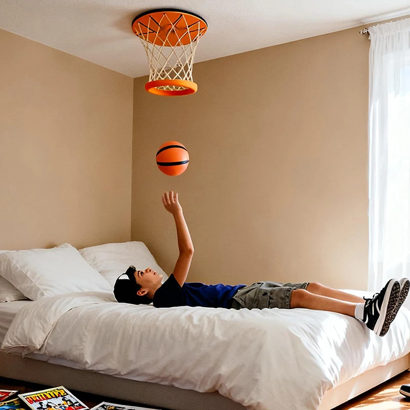Indoor Youth Basketball Hoop for Ceiling Installation; Home Sport Game Set & Training Equipment.