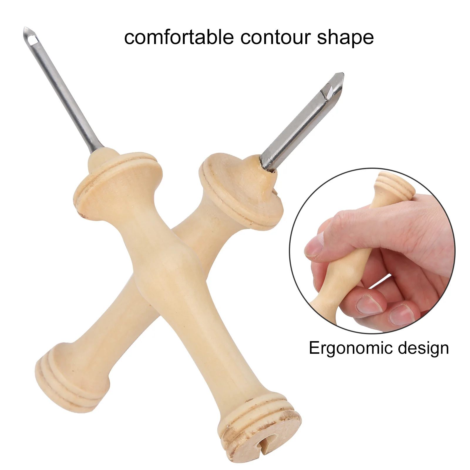 DIY Punch Needle Punch Needle Embroidery Kit Wooden Handle Yarn Needle DIY Hand‑Made Knitting Tools Punch Needle Tools - 4